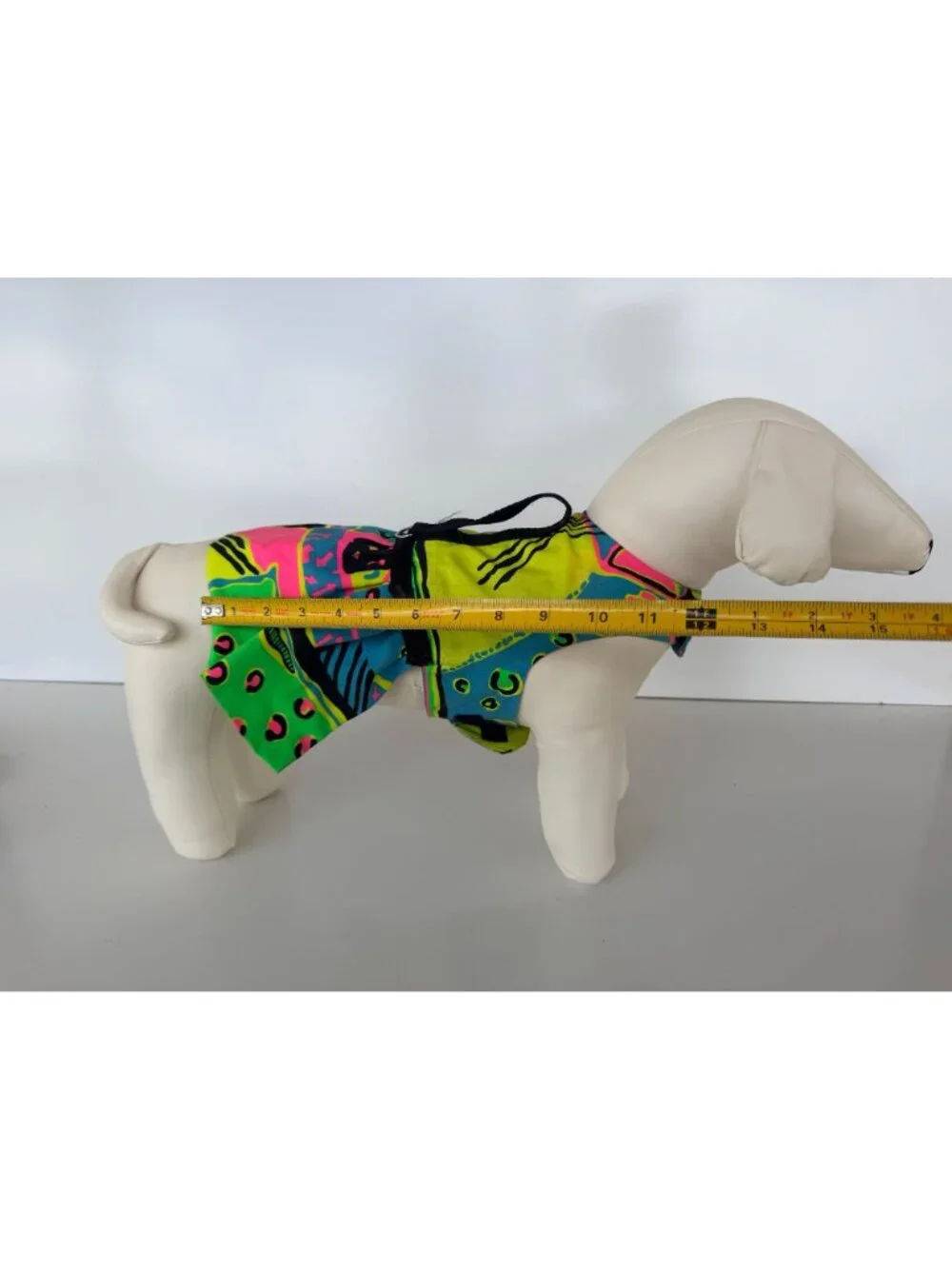 Handmade Small Dog Adjustable Dress Outfit w Harness Bright Abstract Design